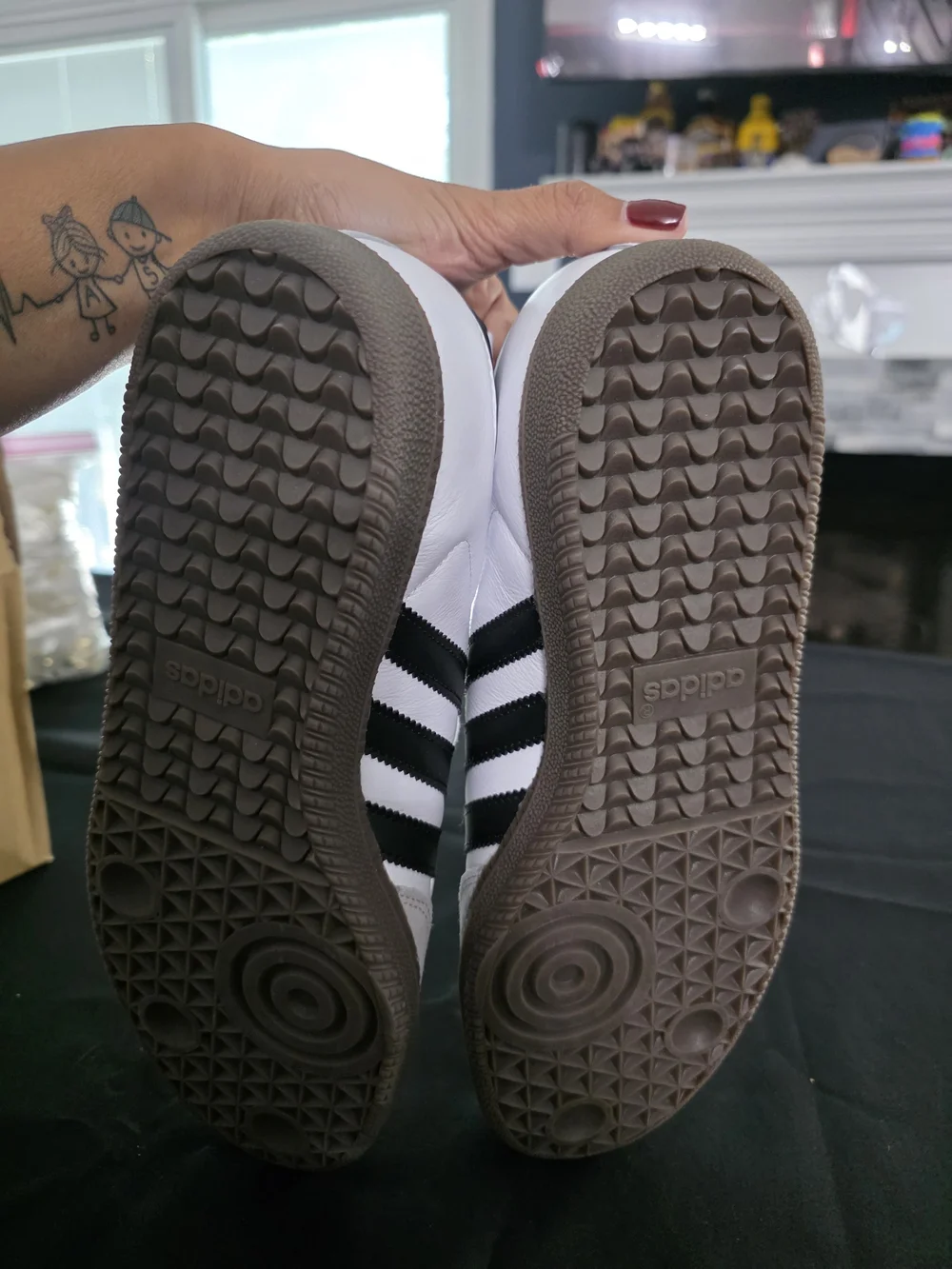 Adidas Samba Shoes - White with Black Stripes